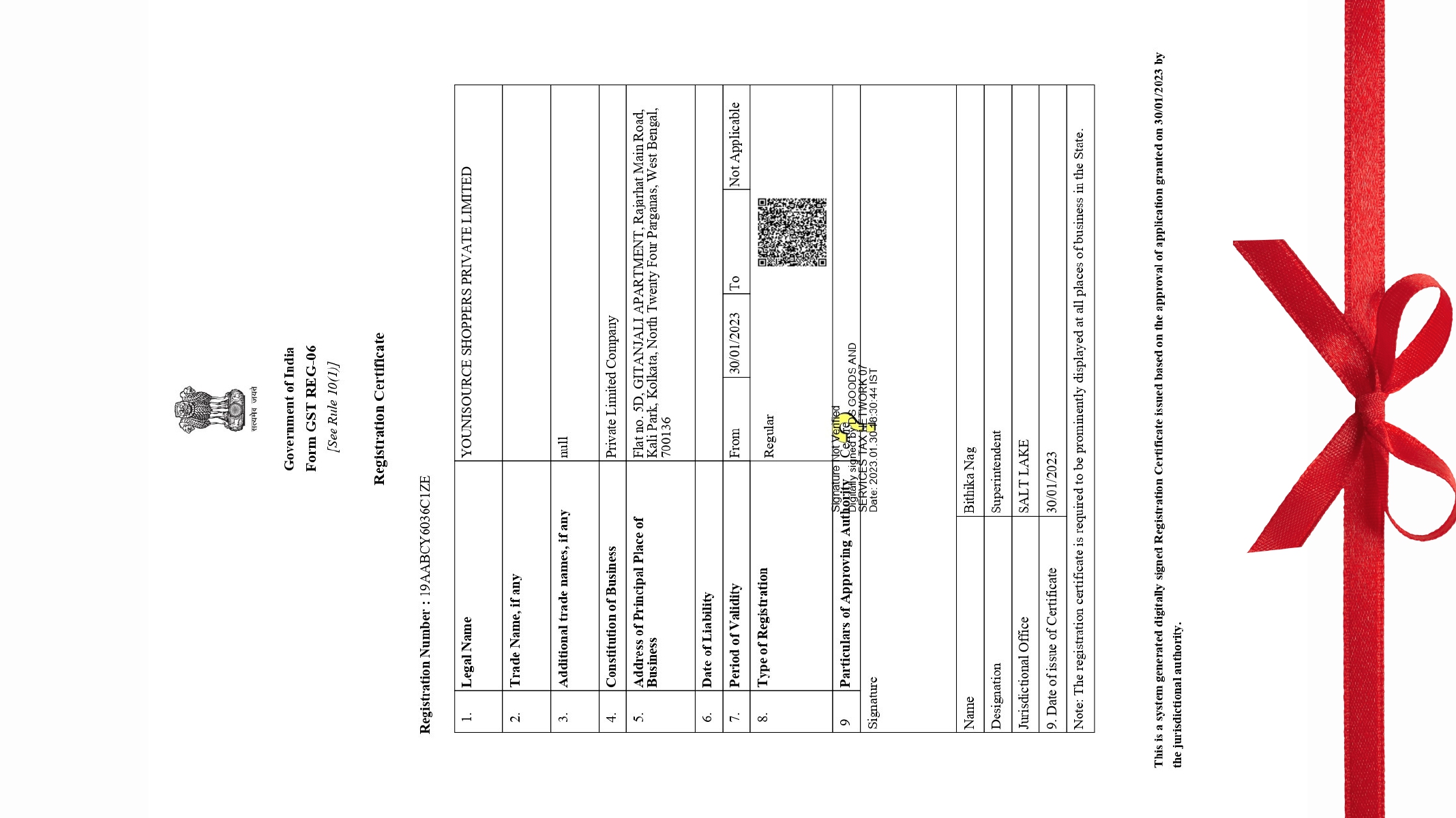 GST Registration Certificate